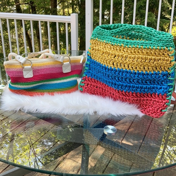 Rainbow crochet Lina bag and matching shopper - Picture 1 of 11